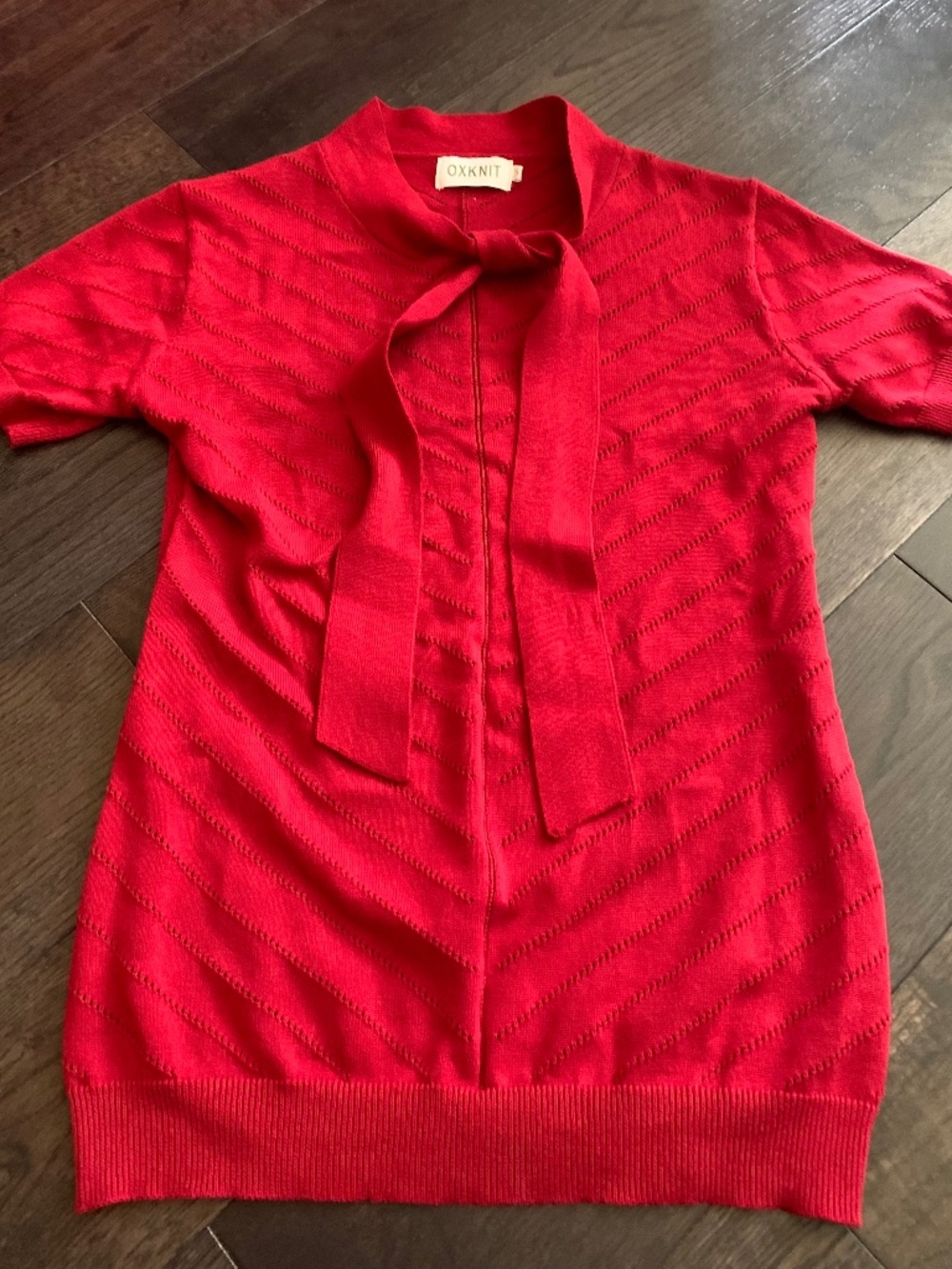 Oxknit red tie front sweater
